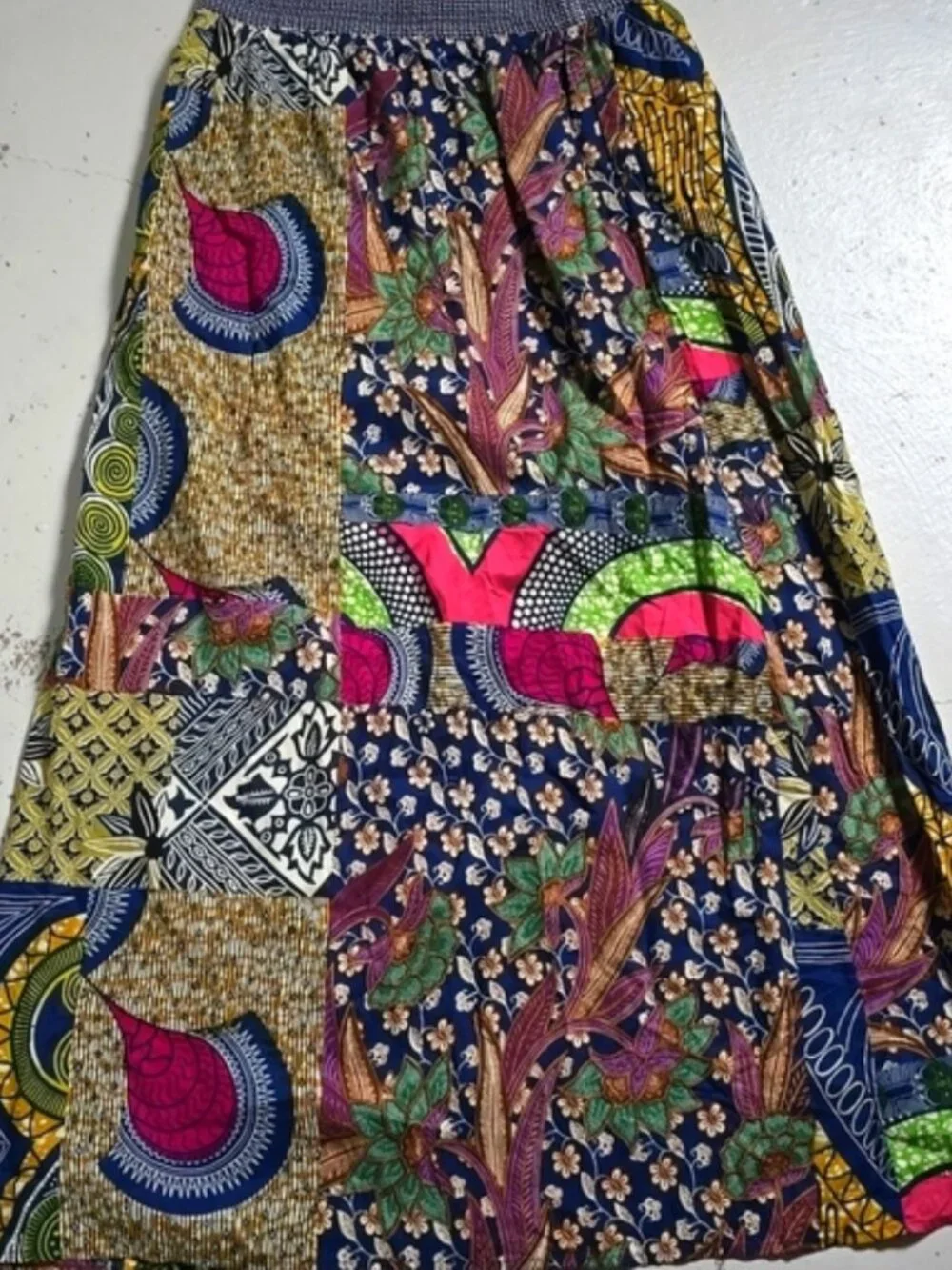 Anthropologie Edme & Esyllte Boho Floral Batik Print Maxi Skirt Size 4 Patchwork - Picture 7 of 8